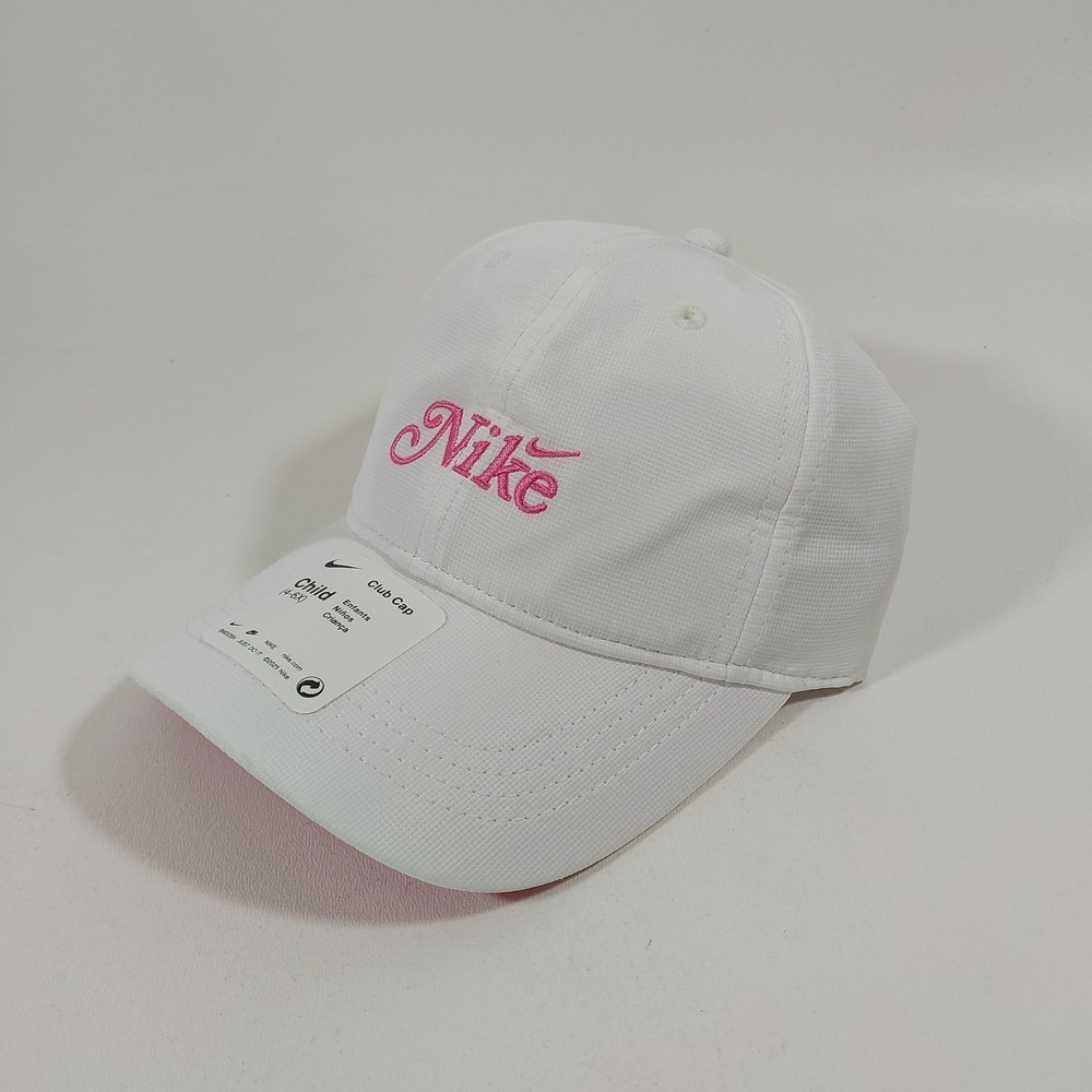 Nike - Kids - Club Dri-Fit Hat Cap - White-Pink with Bow 4-6X Child